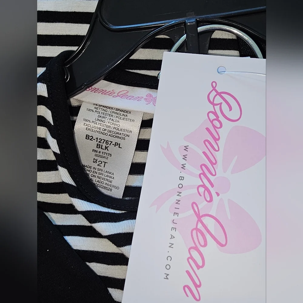 NWT Bonnie Jean Black & White Cat Tulle Legging Set - ADORABLE! Girls Size 2T